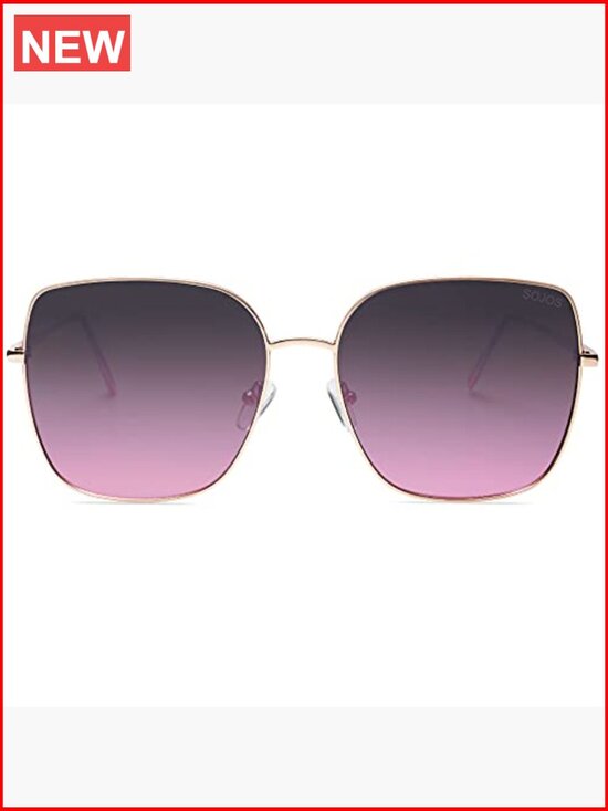 Oversized Square Metal Frame Sunglasses with UV400 Protection main image 7